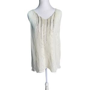 Miss Me Womens Lace Mesh Beaded Boho Top Small Asymmetrical Wrap Back Festival